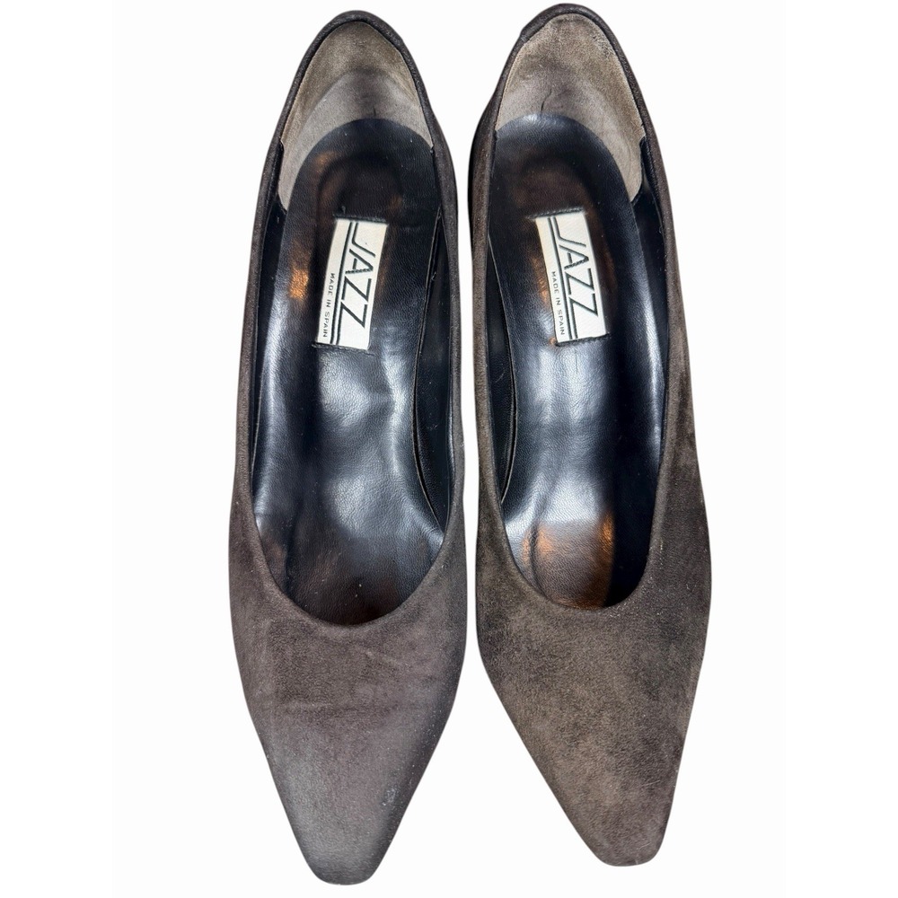 Vintage 90s Suede Kitten Heels JAZZ Made in Spain Brown Pointed Toe Pumps 10‎ M